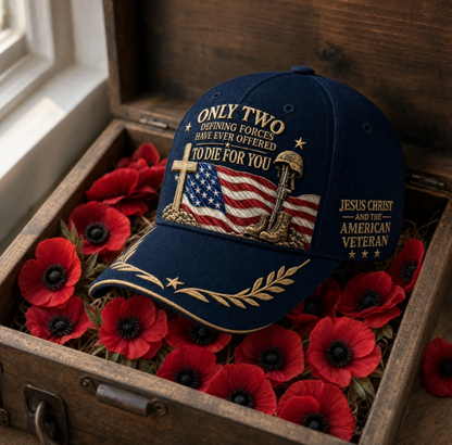✝️ Only Two Sacrificed for You – ❤️Veteran &amp; Faith Embroidered Cap