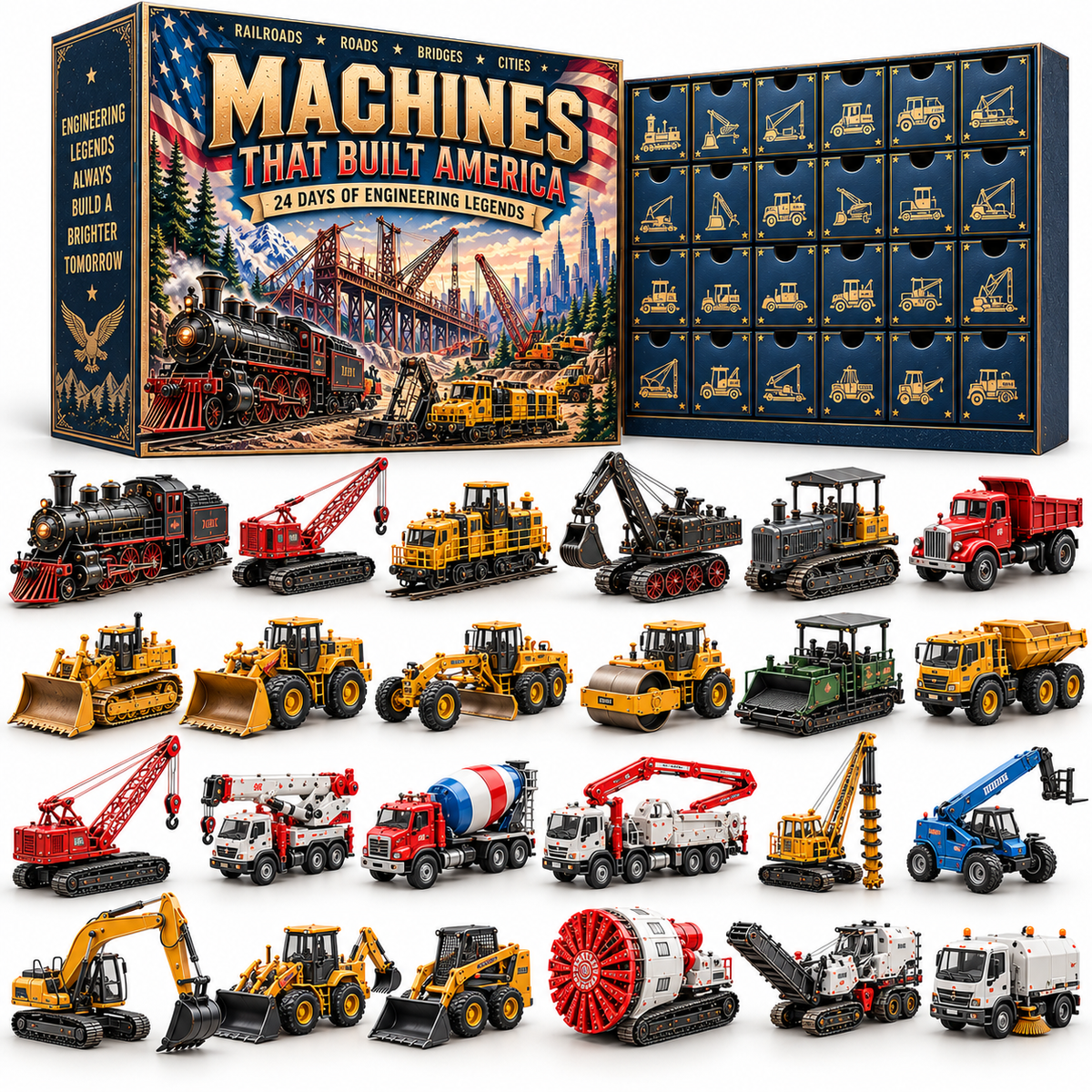 🚂 24 Machines. 24 Discoveries. One Legendary Christmas. 🎄 – Machines That Built America Advent Calendar for Engineering Fans 🎁