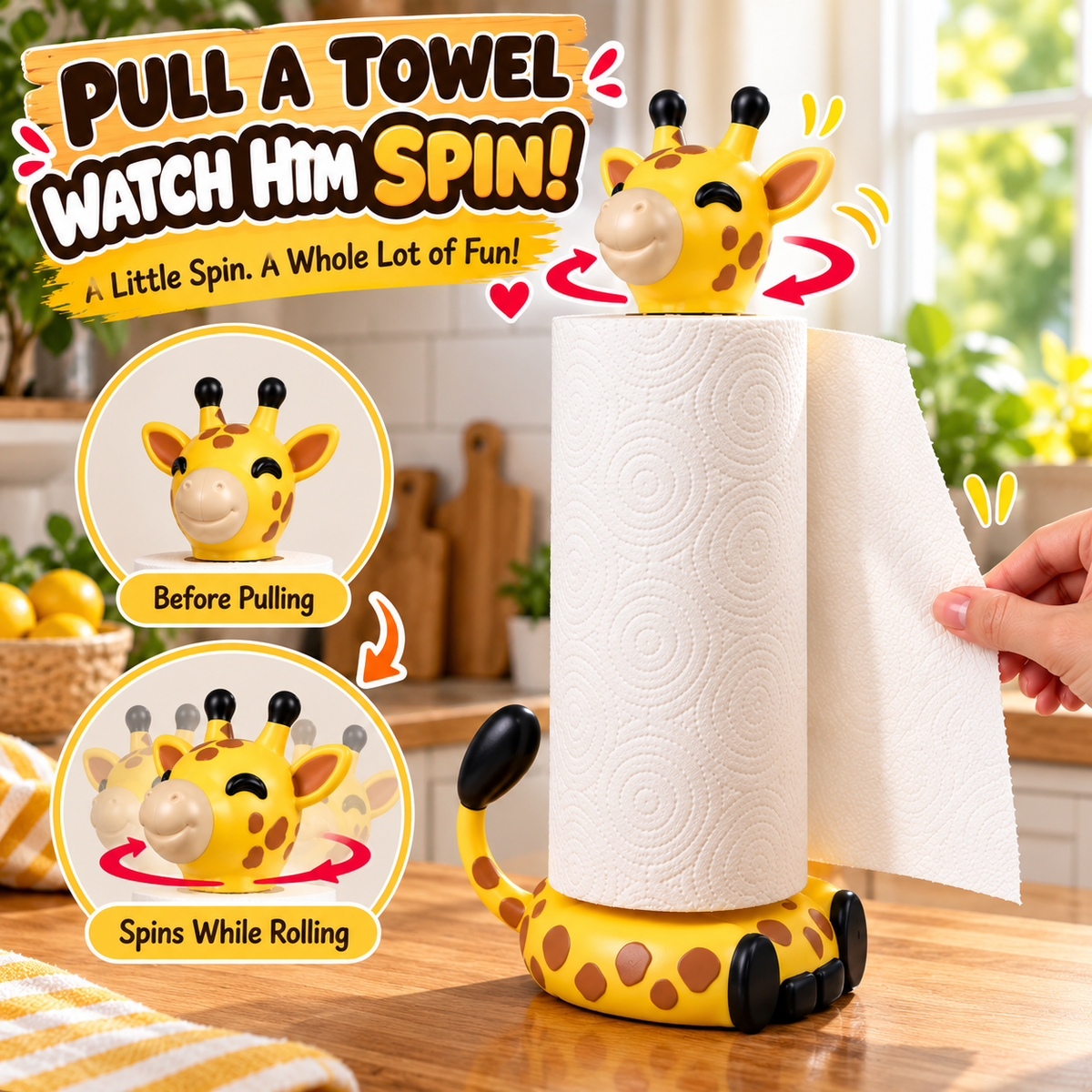 🦒 Who Knew Kitchen Cleanup Could Be This Fun?! 💛 Meet Your New Spinning Kitchen Buddy!