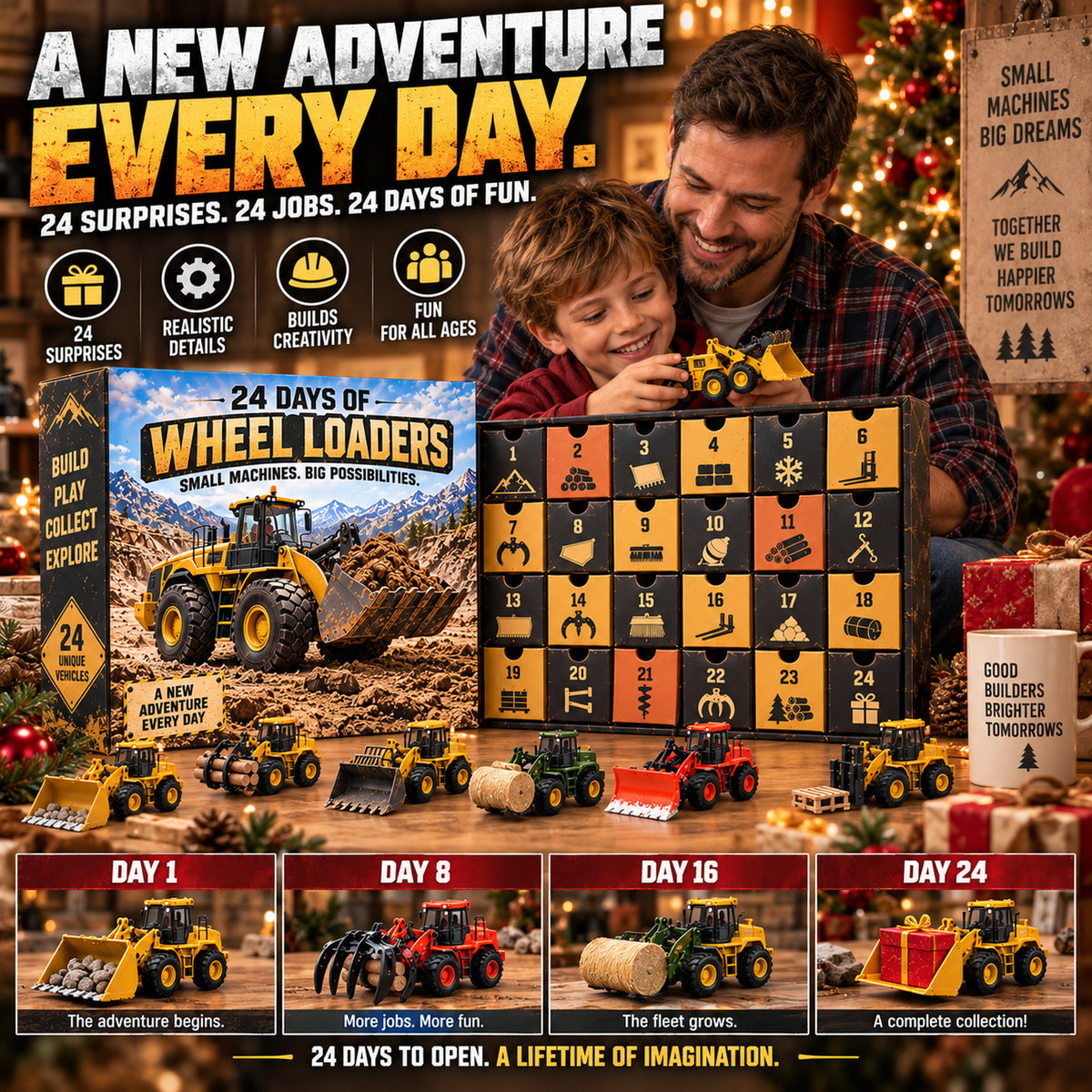 24 Days of Wheel Loaders – Construction Vehicle Christmas Advent Calendar 🚜🎄