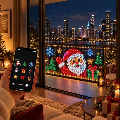 JT™  Smart Christmas Balcony Lights – App-Controlled Animated LED Display