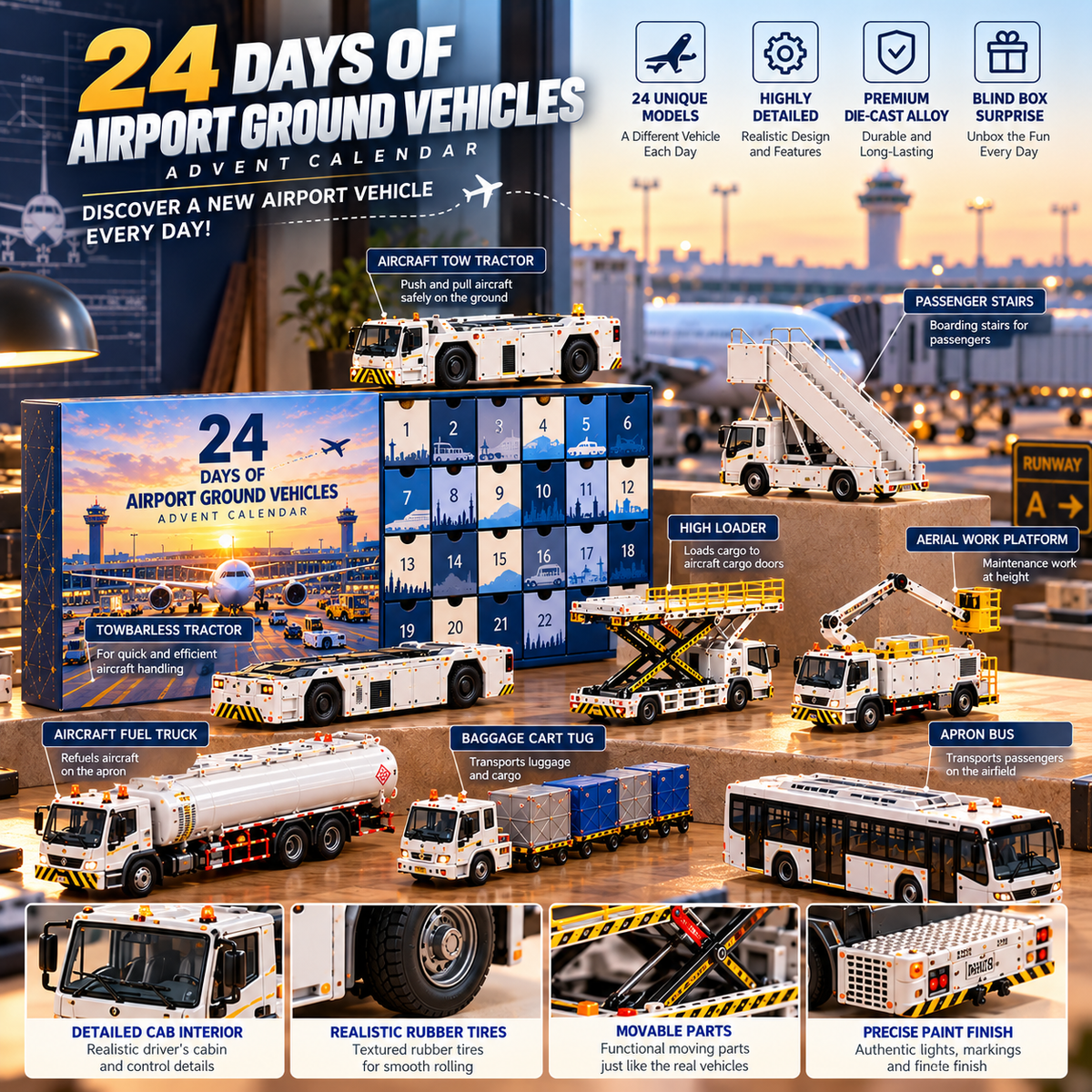 🔥 Ever Wonder What Keeps an Airport Running?! ✈️ 2026 Airport Ground Vehicles Advent Calendar – 24 Days of Behind-the-Scenes Adventures!