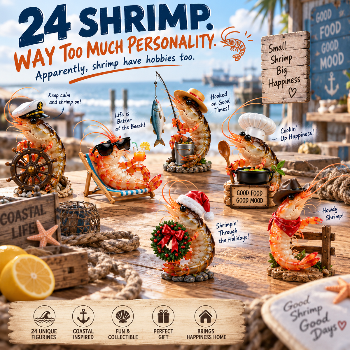 🦐 24 Days of Shrimp — 24 Ridiculous Personalities, One Unforgettable Coastal Crew