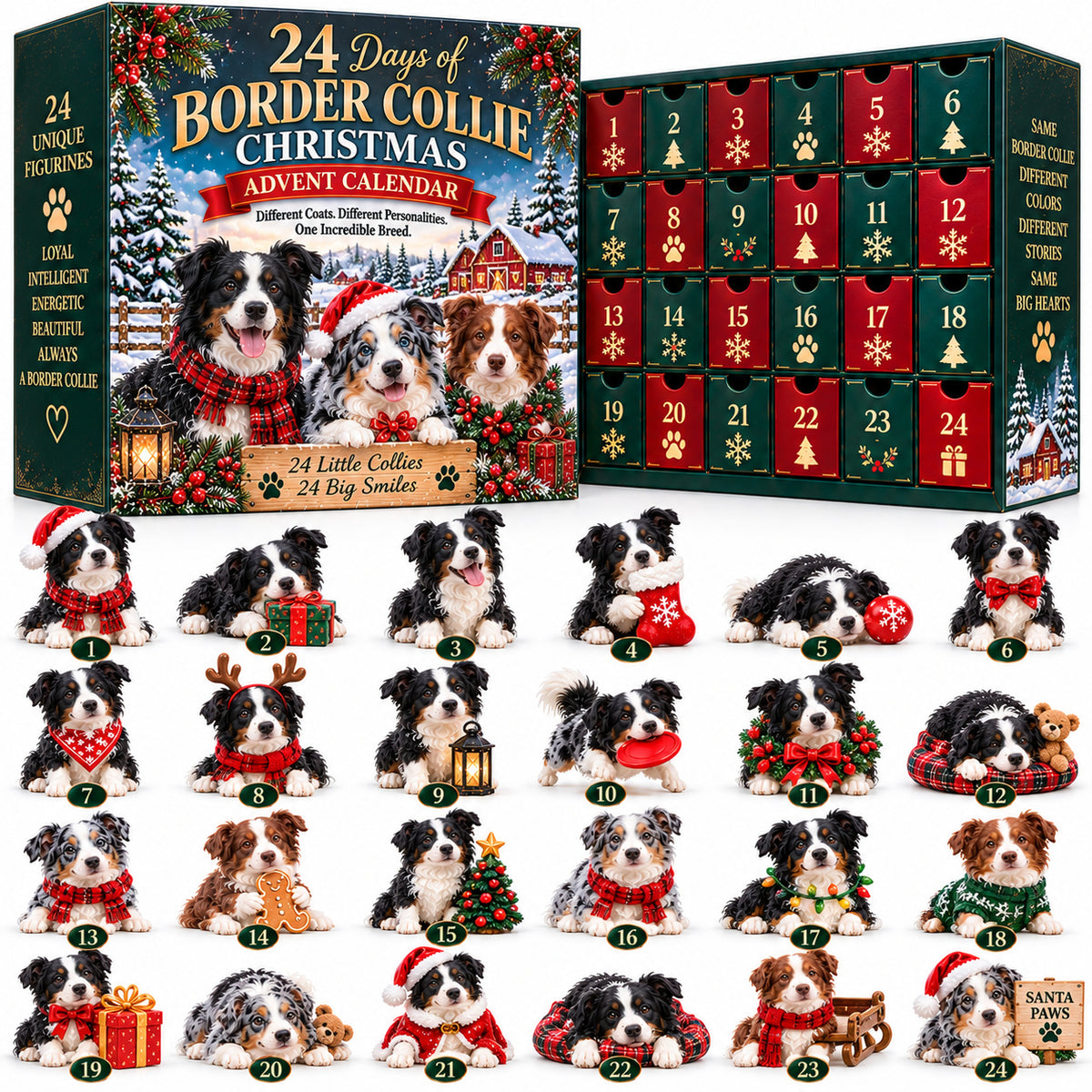 🐾 Ready for 24 Days of Border Collie Magic?! 🎄 2026 Advent Calendar – 24 Unique Paws & Personalities!