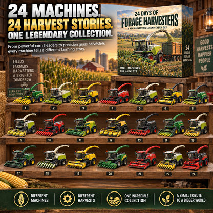 🚜 24 Days of Forage Harvesters Advent Calendar – 24 Unique Self-Propelled Forage Harvester Models, Christmas Gift for Farmers & Farm Machinery Lovers