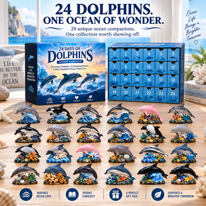 🐬24 Days of Dolphins Advent Calendar – 24 Unique Ocean Animal Figurines & Collectibles