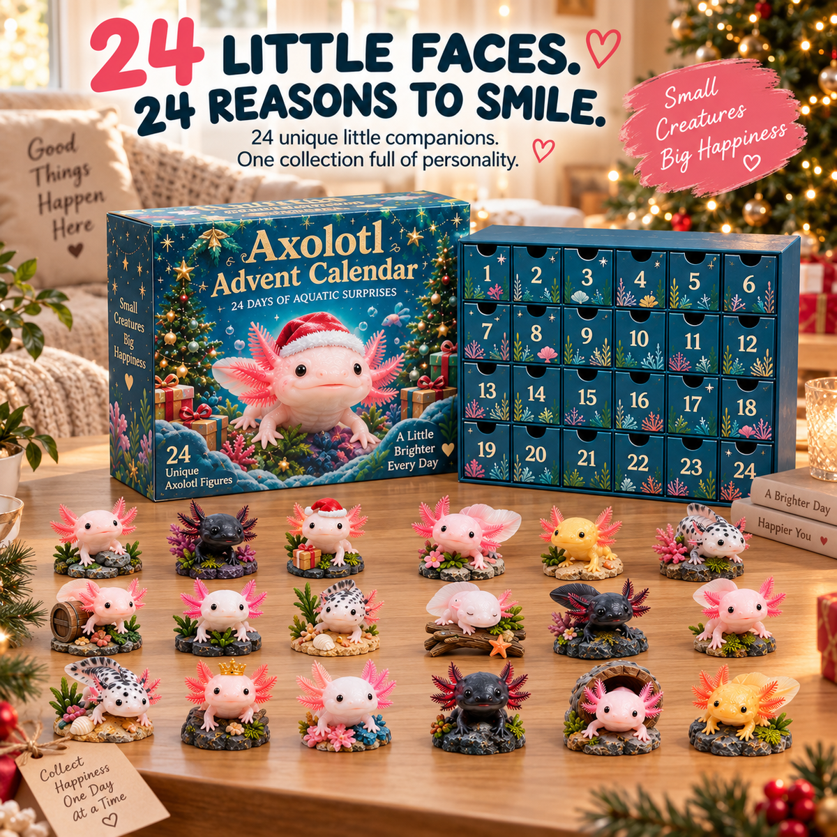 🩷 24 Days of Axolotl Magic – 24 Adorable Little Companions to Collect