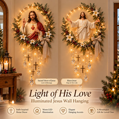 ✝️ Light of His Love– Illuminated Jesus Wall Hanging