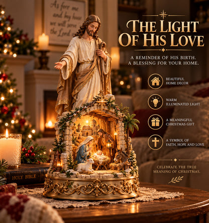 ✨ Let His Light Fill Your Home! ✝️ The Light of His Love – Illuminated Jesus Nativity Sculpture