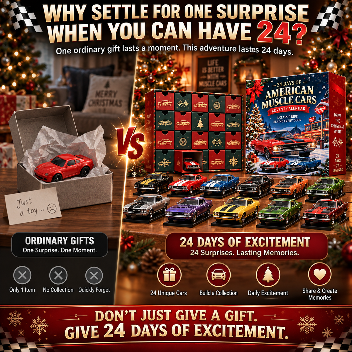 🏁 Ready to Rev Up Christmas?! 🚗 2026 American Muscle Cars Advent Calendar