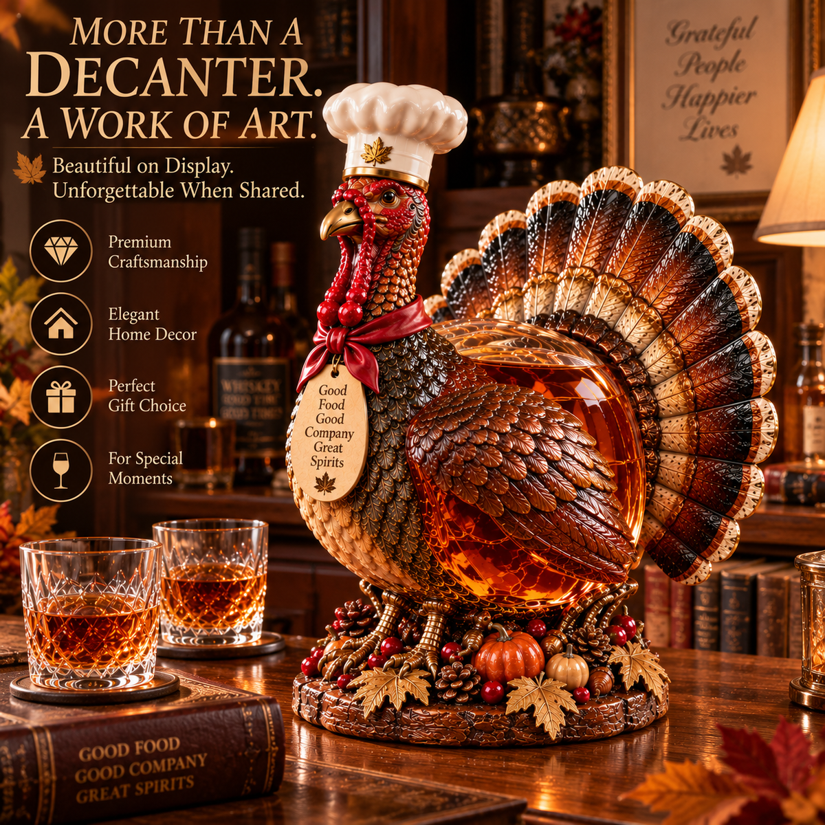 🦃 Who Said the Turkey Was Just for Dinner?! 🥃 Thanksgiving Turkey Whiskey Decanter – A Holiday Showstopper!