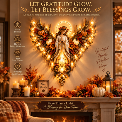 🍂 Let Gratitude Glow This Thanksgiving! ✨ 2026 Harvest Angel LED Wall Light – Golden Wings of Faith, Love & Blessings ❤️