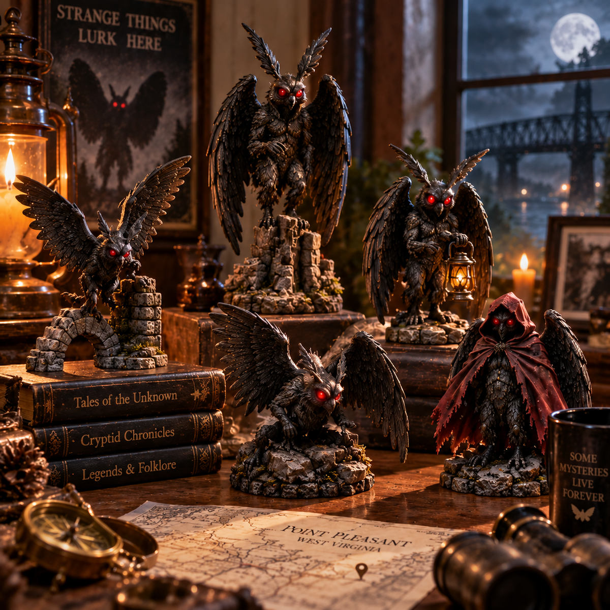 24 Days of Mothman – 24 Mysterious Cryptid Figurines | Gothic Folklore Christmas Countdown Collection
