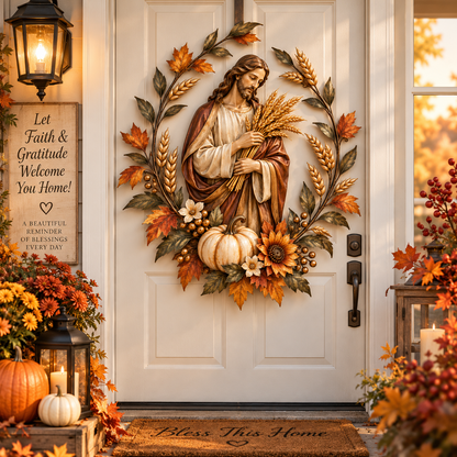 🍂 Ready to Welcome God's Blessings Home? 🙏 Jesus & Golden Harvest – A Beautiful Symbol of Faith, Gratitude & Love!