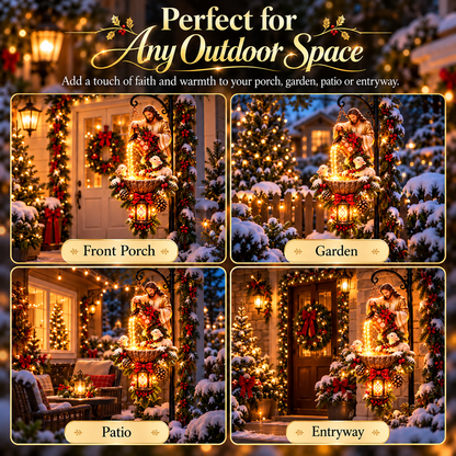 ✝️ Jesus Blessing Lighted Hanging Fountain™ – Christian Christmas Garden Decor