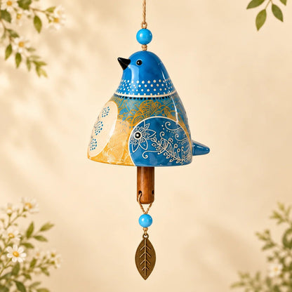 🎁LAST DAY SALE 50% OFF - Hand-Painted Resin Bird Wind Chime, Colorful Folk Art Garden Hanging Decor