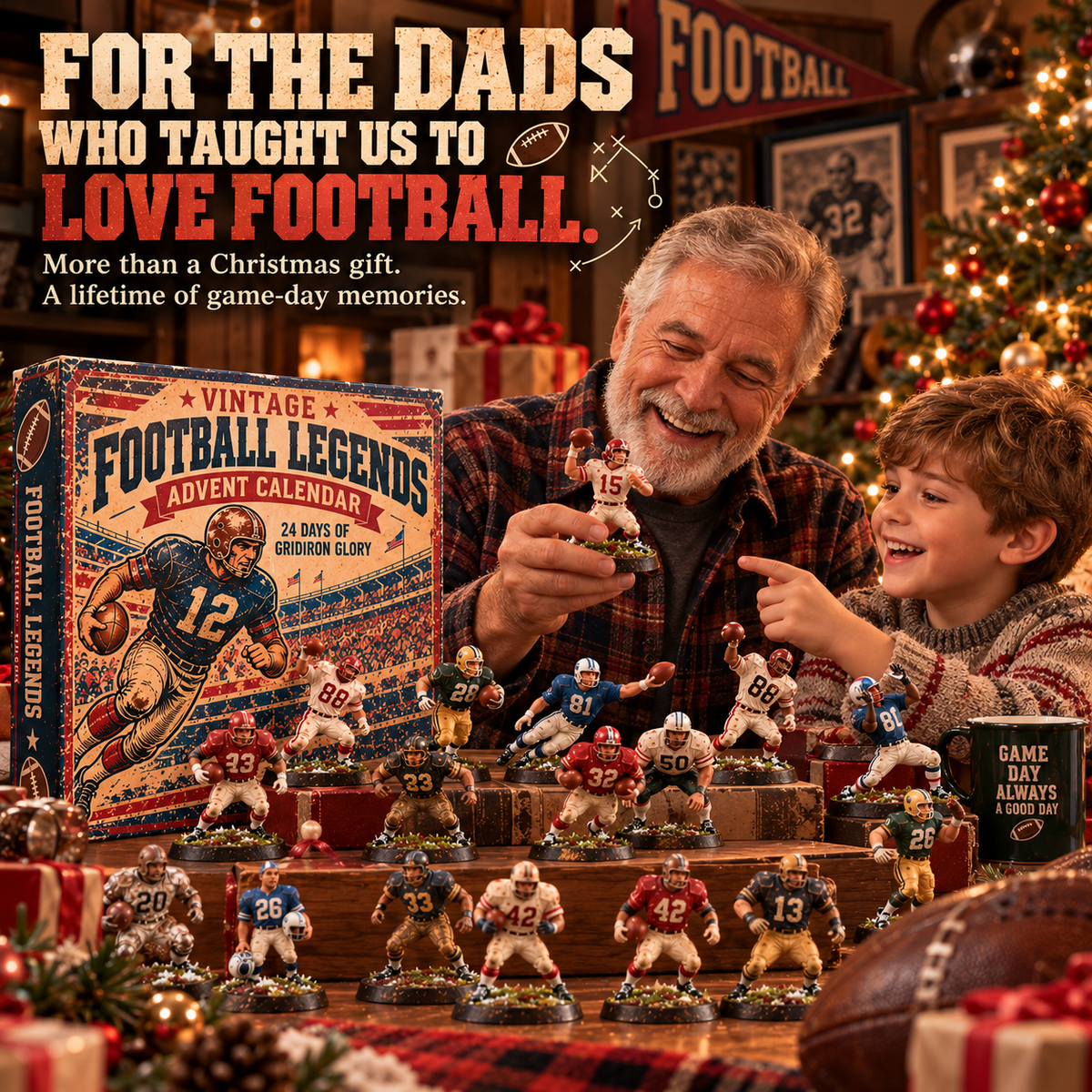 🏈 Vintage Football Legends Advent Calendar 2026 🎄 – 24 Collectible Football Players 🎁