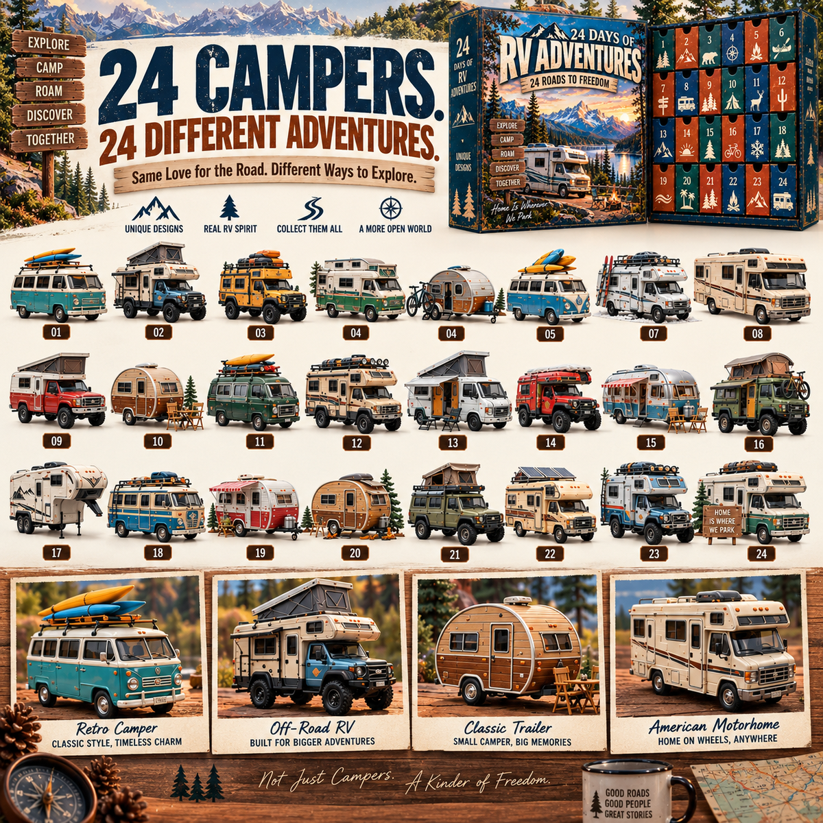 🔥 Ready for a Retro Road Trip?! 🚐 2026 Vintage RV Adventures – 24 Days of Freedom!