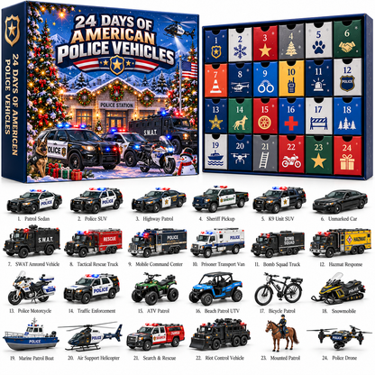 🚨SANTA, YOU'RE UNDER ARREST!24 Days of American Police Vehicles — Collectible Christmas Set