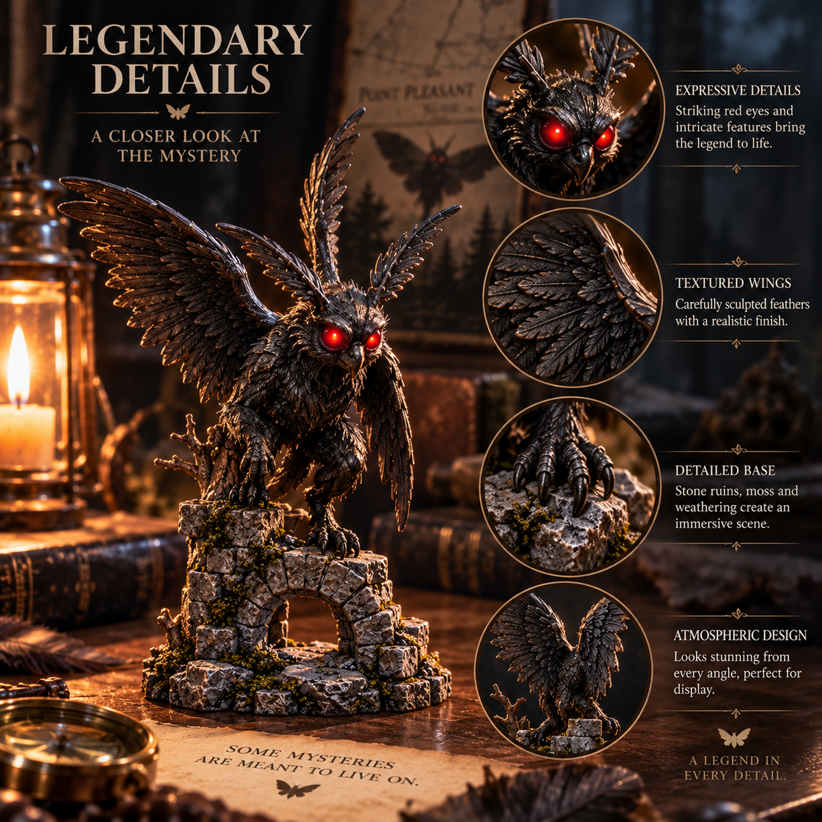 24 Days of Mothman – 24 Mysterious Cryptid Figurines | Gothic Folklore Christmas Countdown Collection