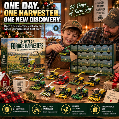 🚜 24 Days of Forage Harvesters Advent Calendar – 24 Unique Self-Propelled Forage Harvester Models, Christmas Gift for Farmers & Farm Machinery Lovers