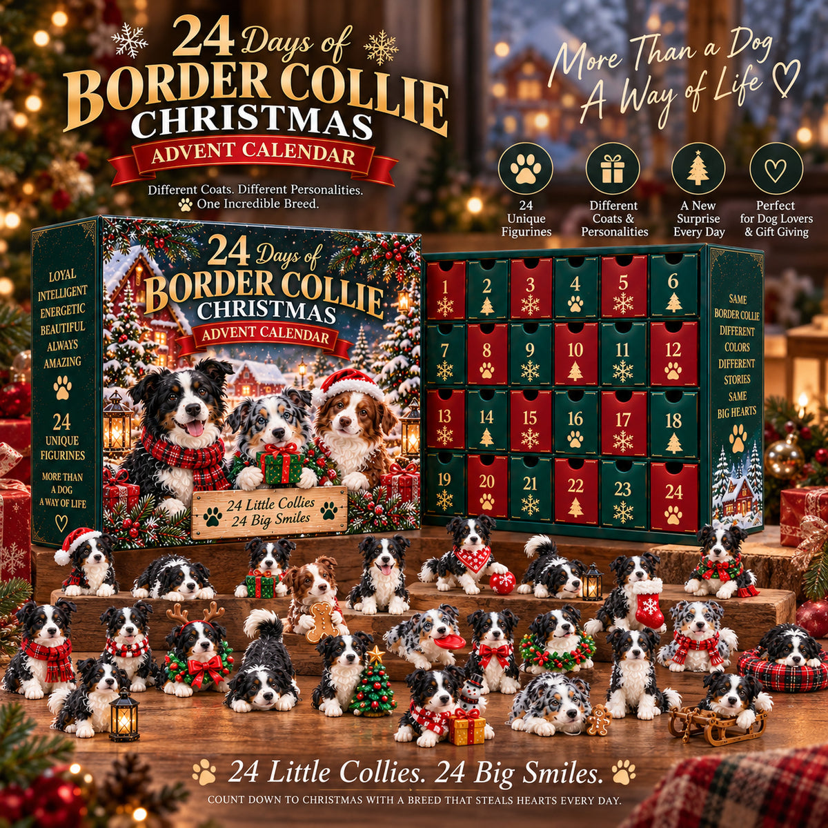 🐾 Ready for 24 Days of Border Collie Magic?! 🎄 2026 Advent Calendar – 24 Unique Paws & Personalities!