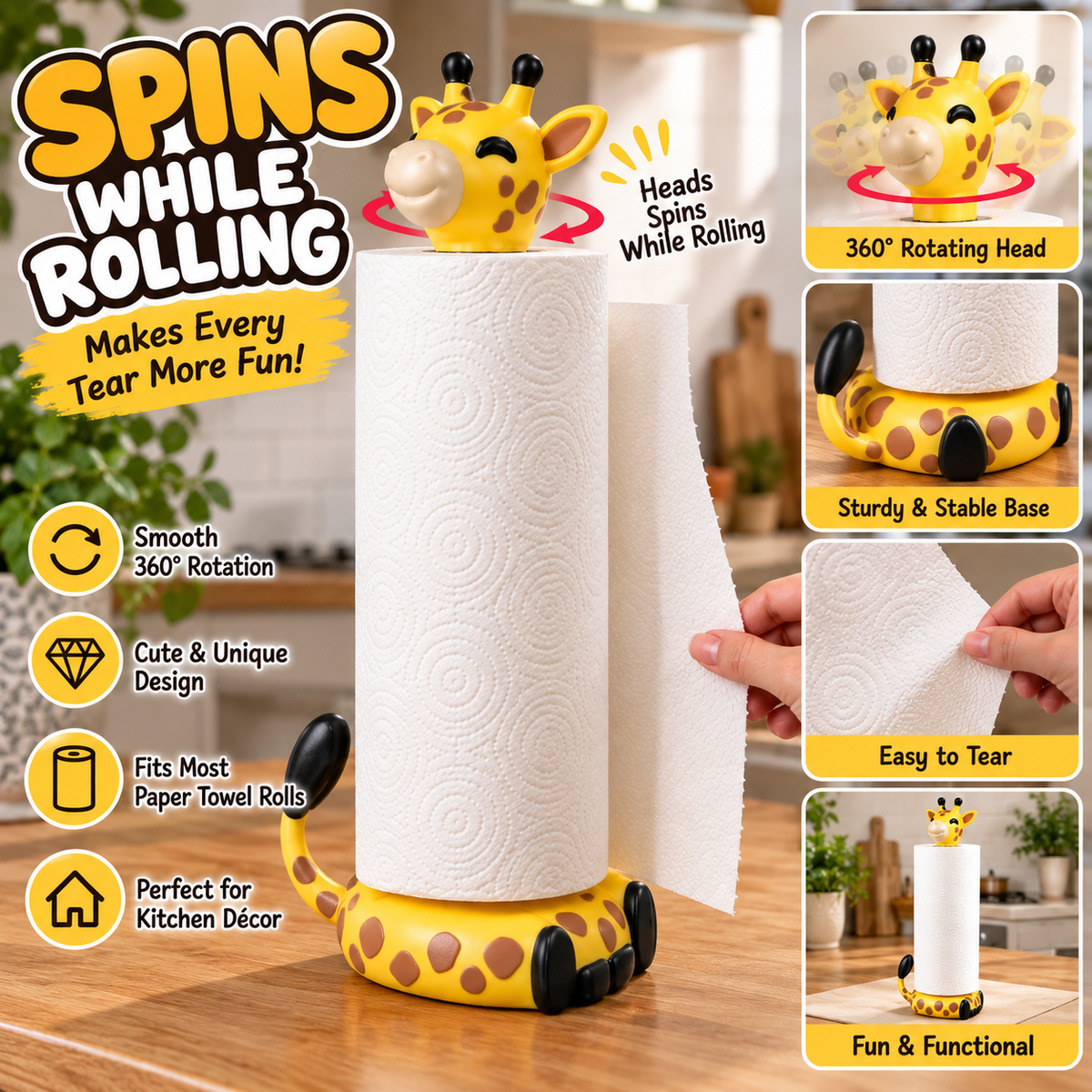 🦒 Who Knew Kitchen Cleanup Could Be This Fun?! 💛 Meet Your New Spinning Kitchen Buddy!