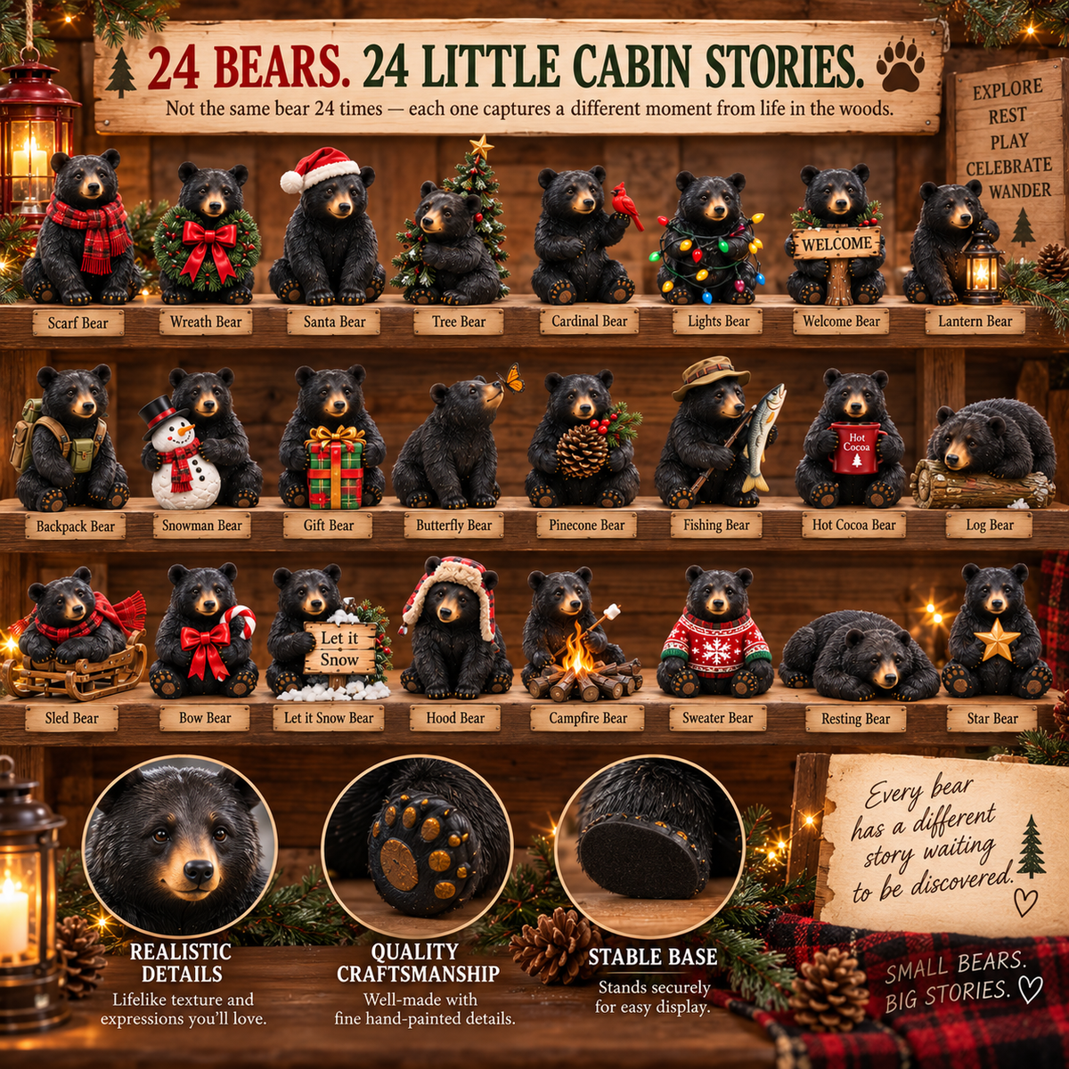 🐻🌲24 Days of Cabin Life – American Black Bear Christmas Collection
