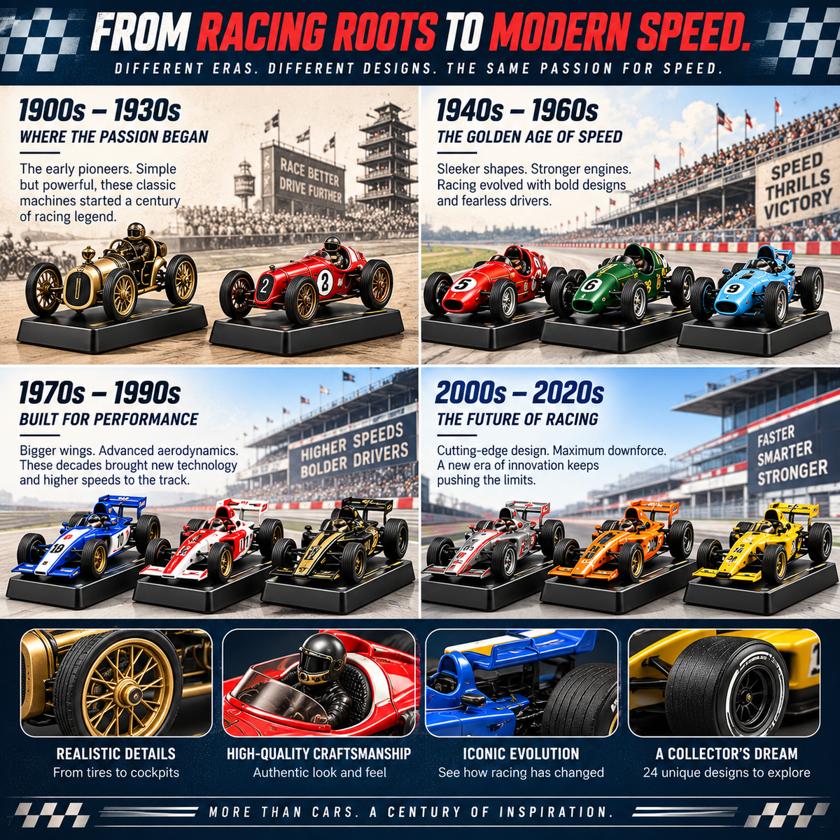 🏎️24 Days of American Racing Legends Advent Calendar – 24 Vintage to Modern Race Car Collectibles