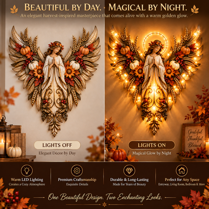 🍂 Let Gratitude Glow This Thanksgiving! ✨ 2026 Harvest Angel LED Wall Light – Golden Wings of Faith, Love & Blessings ❤️