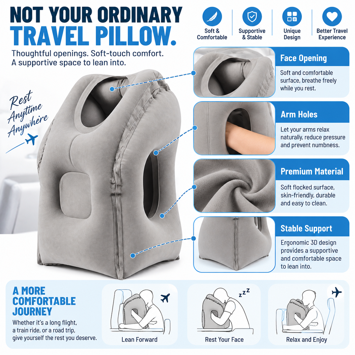 ✈️ Inflatable Travel Pillow – A More Comfortable Way to Rest on Long Flights