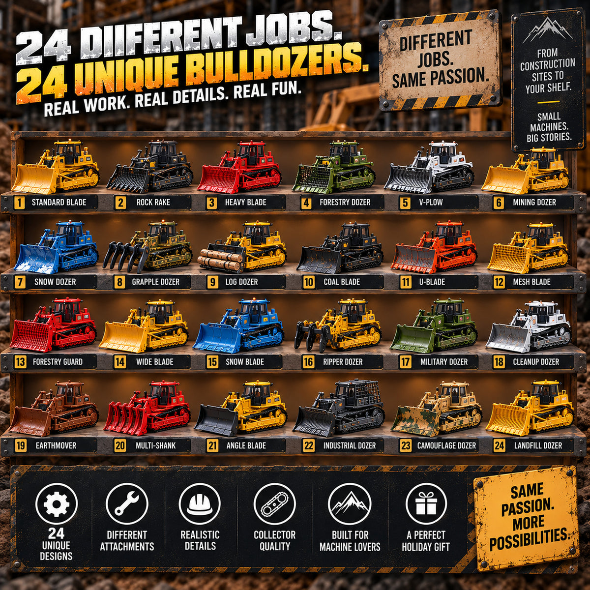 24 Days of Bulldozers – Little Machines, Big Adventures! 🚜🎄 Christmas Advent Calendar