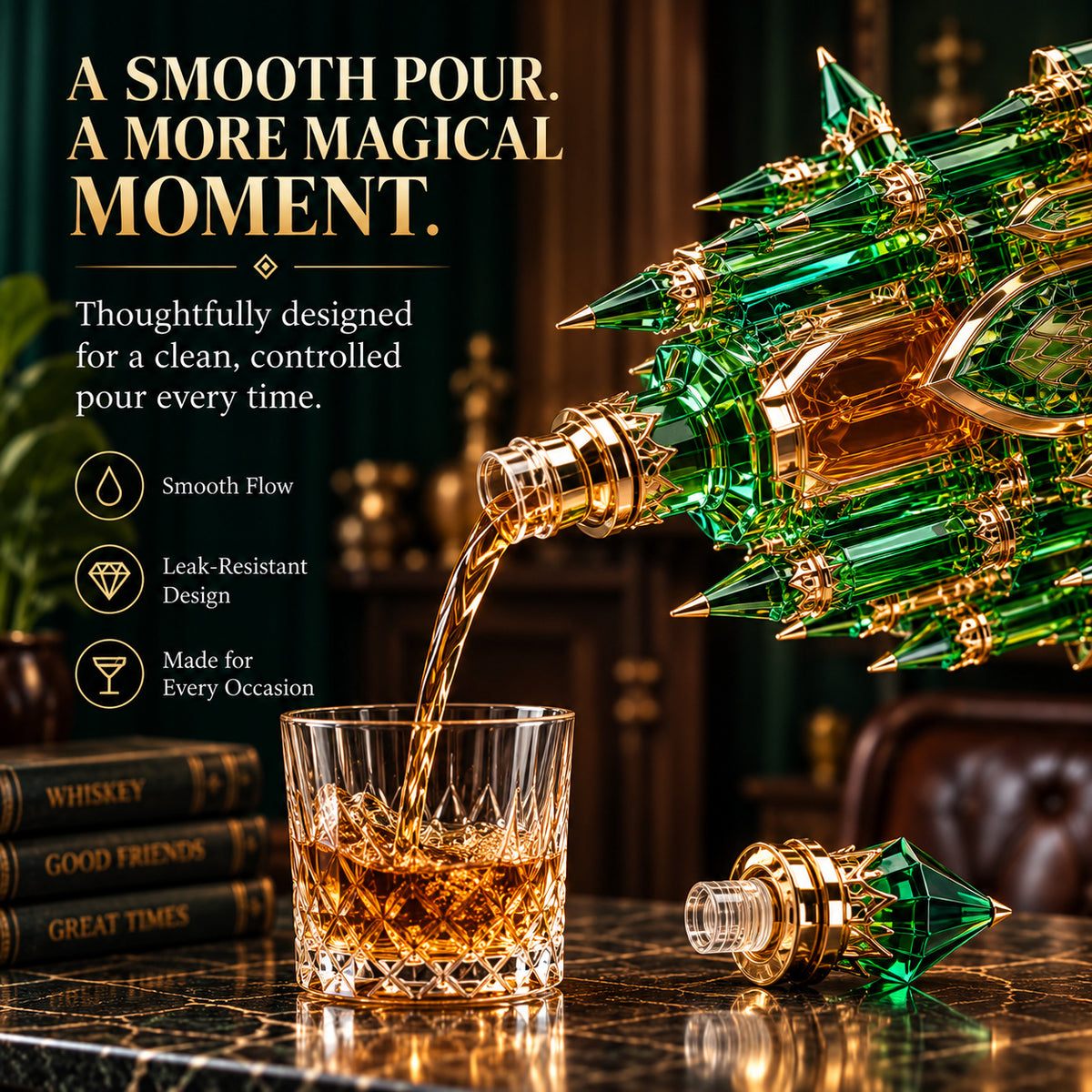 ✨ A City of Emeralds in Every Pour! — Crystal Citadel Light-Up Decanter
