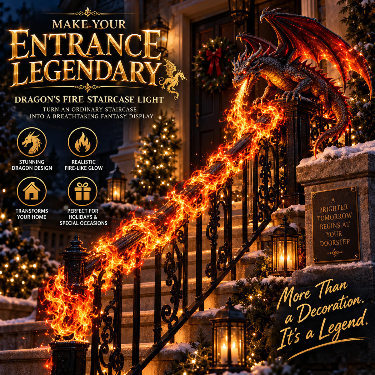 🐉 Ready to Awaken the Dragon?! 🔥 Dragon's Fire Staircase Light – Make Your Entrance Legendary!