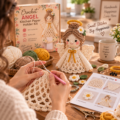 Crochet Angel Kitchen Tissue Holder Kit – DIY Handmade Home Decor & Thoughtful Gift