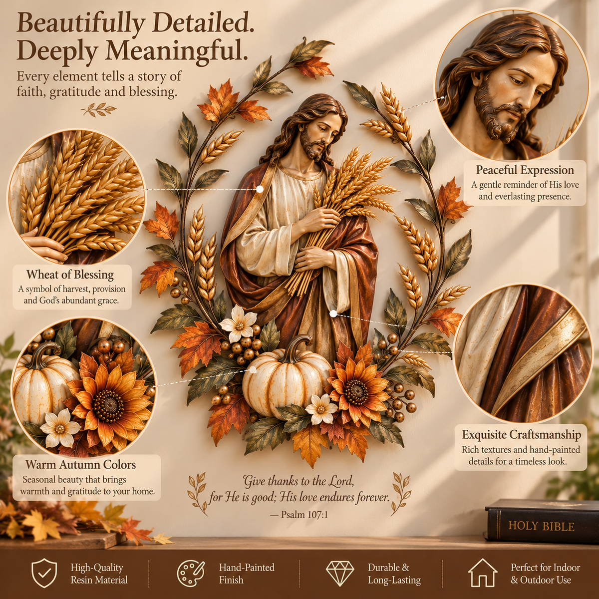 🍂 Ready to Welcome God's Blessings Home? 🙏 Jesus & Golden Harvest – A Beautiful Symbol of Faith, Gratitude & Love!