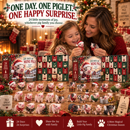 🐷 24 Days of Mini Pigs Advent Calendar – Pink & Spotted Pig Collections, 24 Unique Realistic Piglet Figurines, Christmas Gift for Pig Lovers