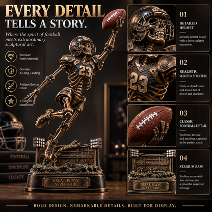 💀 Passion Never Dies! 🏈 2026 The Last Catch – Skeleton Football Resin Sculpture, Unique Collectible Gift for Football Fans