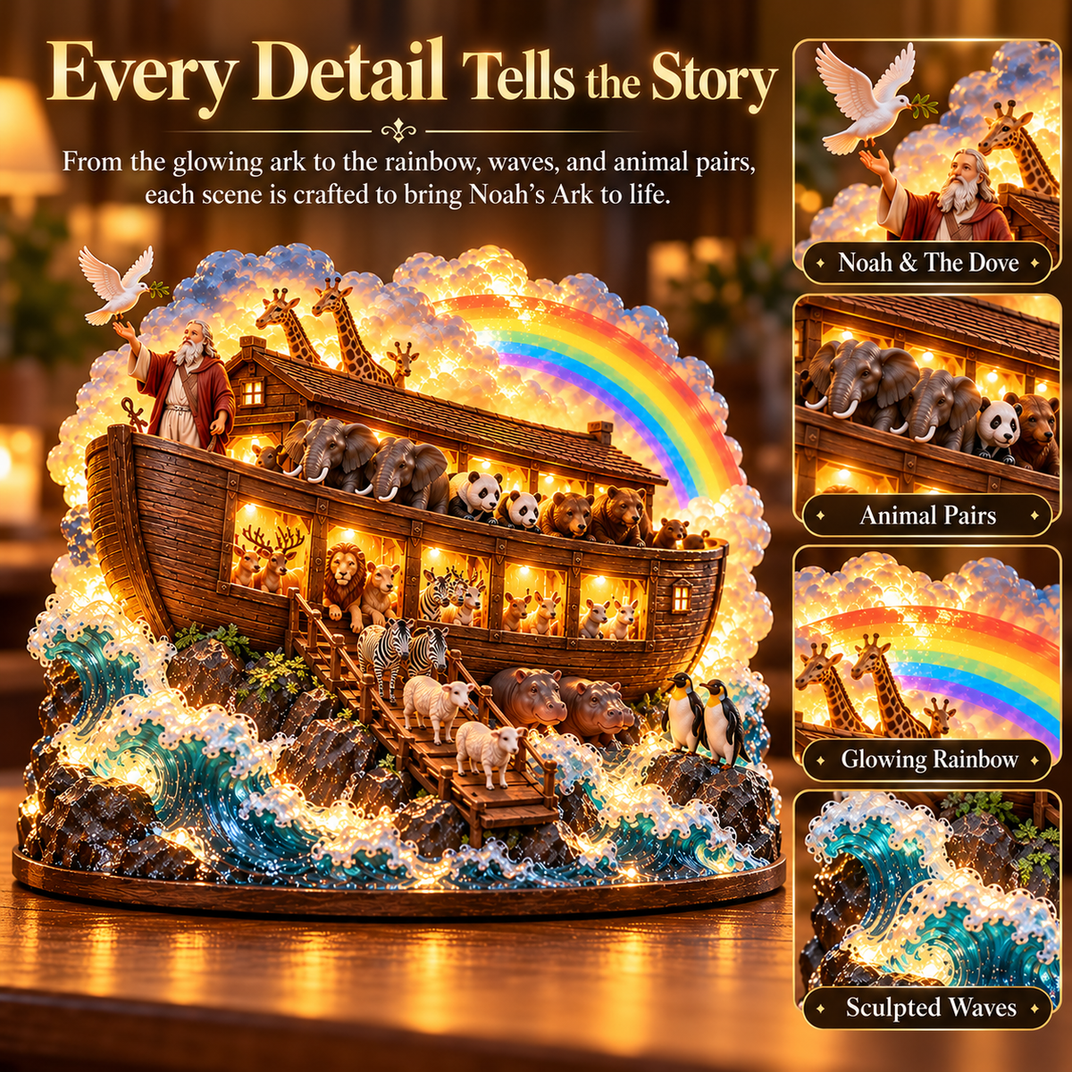 🕊️ Ready to Bring God's Promise Home?! 🌈 2026 Illuminated Noah's Ark – A Glowing Symbol of Faith, Hope & New Beginnings!