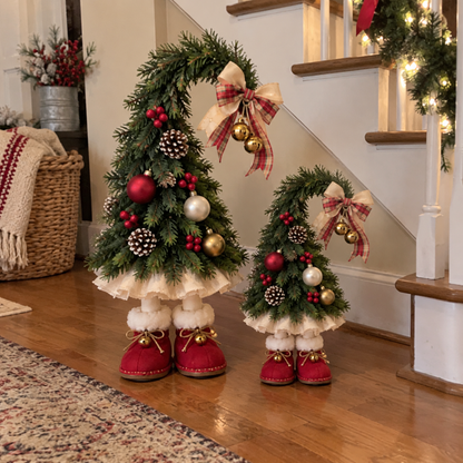 🎄 Who Gave the Christmas Trees Little Boots?! ❤️ Whimsical Christmas Tree Figurines – A Little Holiday Magic for Your Home!