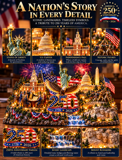 US Celebrate 250 Years of America! ✨ 1776–2026 Illuminated Anniversary Keepsake