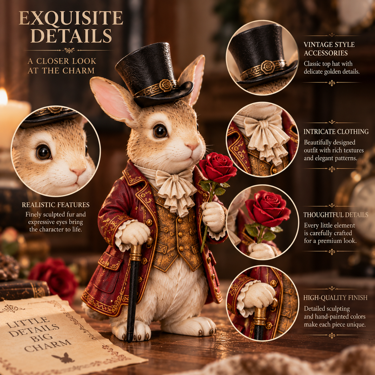 24 Days of Victorian Bunnies – 24 Vintage-Inspired Rabbit Figurines | Christmas Countdown Collectible Gift Set