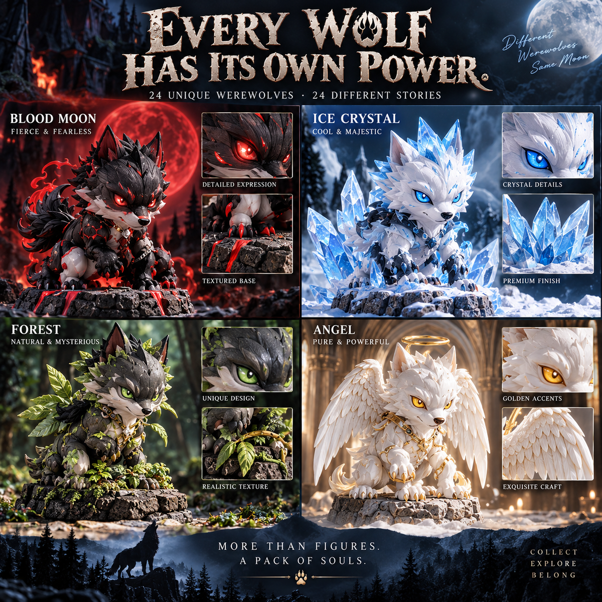🐺 24 Days of Werewolves Advent Calendar – 24 Unique Fantasy Wolf Collectible Figurines