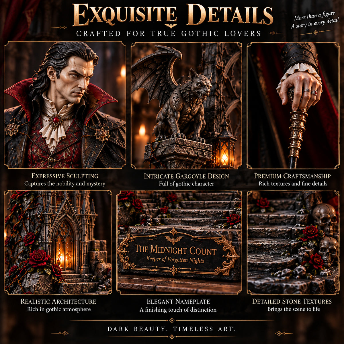 🦇 The Midnight Count — Gothic Vampire Lord Collectible Statue | Dark Fantasy Desk Décor 🖤