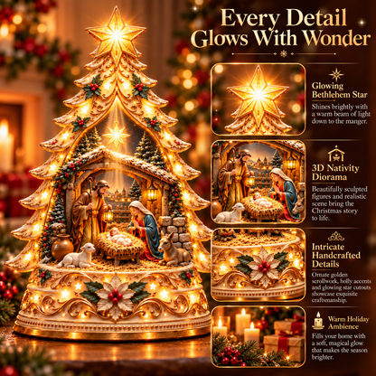 🌟 Ready to Witness the Miracle of Christmas?! ✨ 2026 Illuminated Nativity Christmas Tree – Let the Star of Bethlehem Shine!