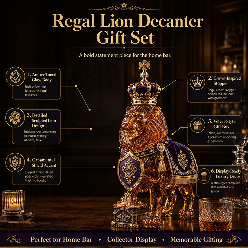 👑 More Than a Decanter, It's a Royal Masterpiece! 🦁 Crowned Lion Whiskey Decanter – A Timeless Collector's Treasure!