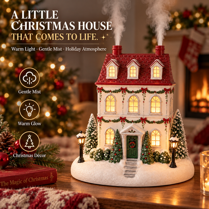 🔥 50% OFF ENDS TODAY!🎄 A Little House Full of Christmas Magic — Light-Up Aroma Mist Christmas House ✨