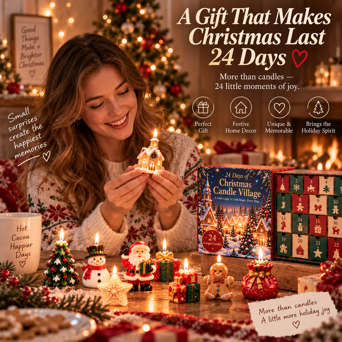 🎁 HOLIDAY KICKOFF SALE — 50% OFF 24 Days of Christmas Candle Village — Unbox, Collect & Light Your Village