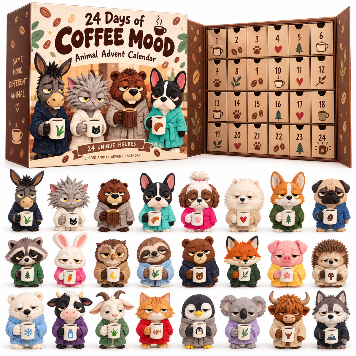 ☕ Coffee First, Everything Else Later?! 😂 Coffee Mood Animal Advent Calendar – 24 Days of Sleepy Surprises!