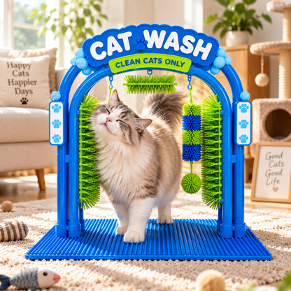 🐾 Cat Self-Grooming Brush & Play Station – Interactive Massage Arch